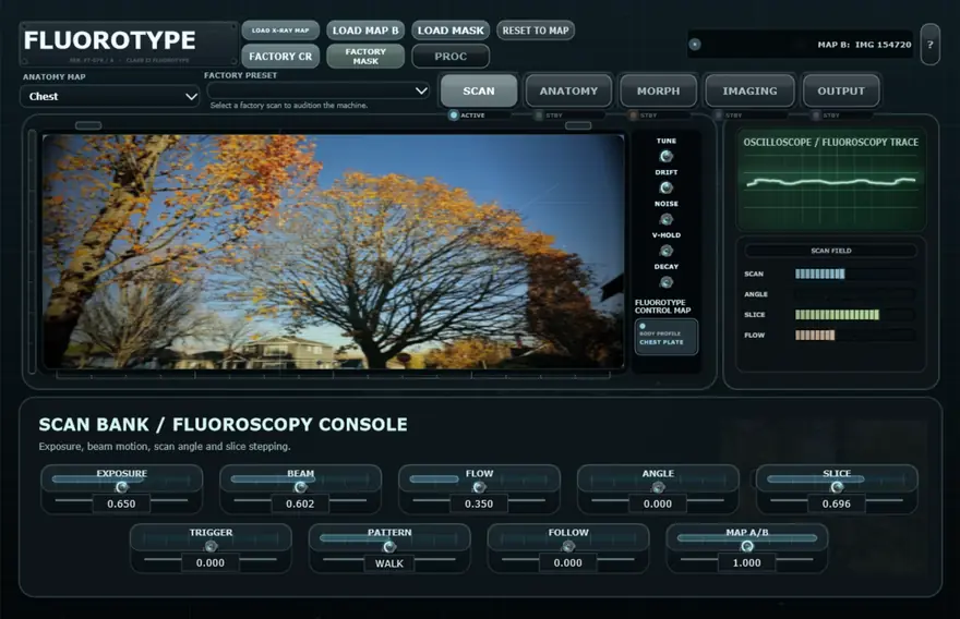 Fluorotype — Scan — exposure, beam, flow, slice, MAP A/B