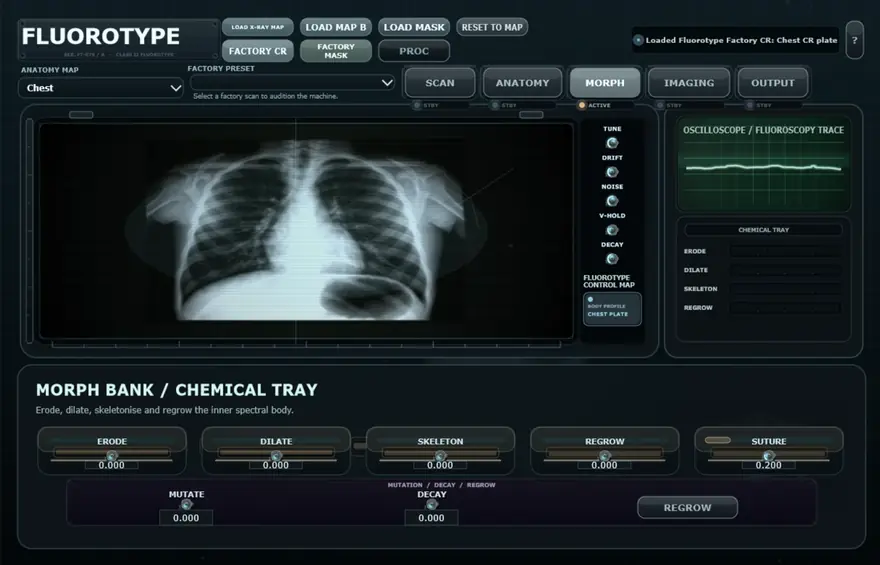 Fluorotype — Morph — erode, dilate, suture, decay
