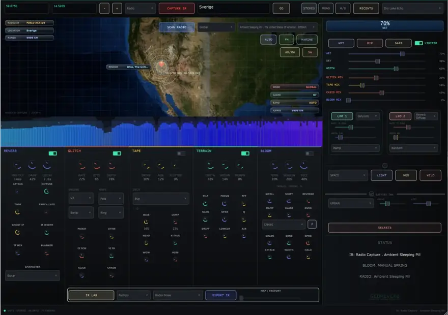 GeoReverb — Colour — reverb, glitch, tape, terrain, bloom