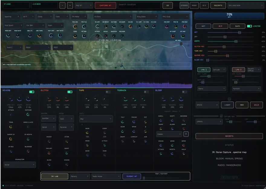 GeoReverb — Map WT — playable wavetable lane